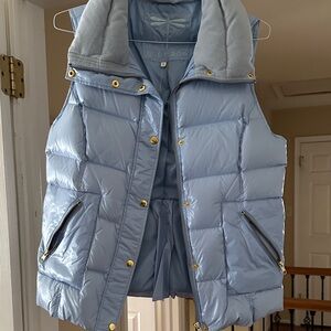 Tyler Boe Sky Blue Quilted Vest with Gold Details